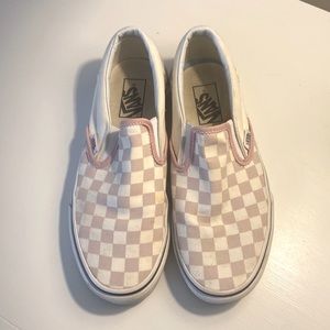 Checkerboard slip-on vans